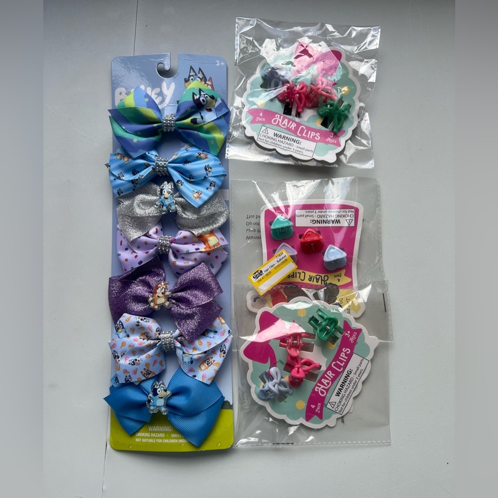 Girls' Bluey 7pk Hair Bow Set and Clips